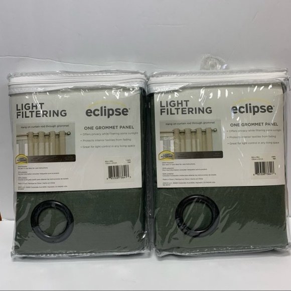 ECLIPSE Liberty Sage Light Filtering Curtain Panels Pair 2 52 in x 95 in NEW NIP - Picture 8 of 8